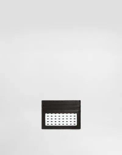 Dolce & Gabbana Woven Plongé Calfskin Card Holder In Multi