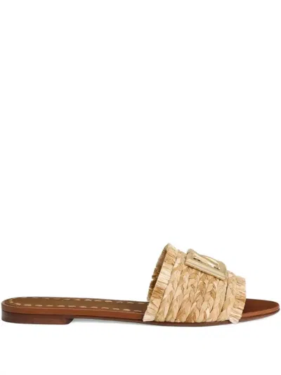 Dolce & Gabbana Woven-raffia Flat Sandals