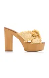 Dolce & Gabbana Wedge Sandal In Frayed Rafia And Canvas
