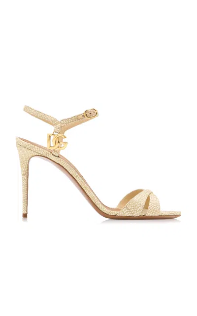 Dolce & Gabbana Woven Raffia Sandals In Neutral