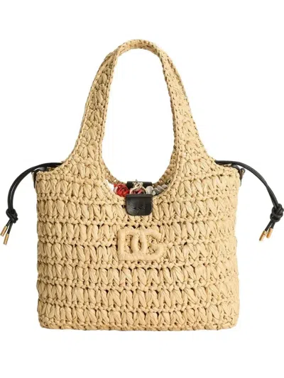 Dolce & Gabbana Woven-raffia Tote Bag In Neutral