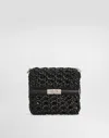 Dolce & Gabbana Woven Straw Handbag In Black