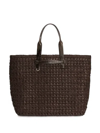 Dolce & Gabbana Woven Tote Bag In Brown