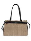 Dolce & Gabbana Woven Structured Handbag With Black Leather Accents In Neutrals