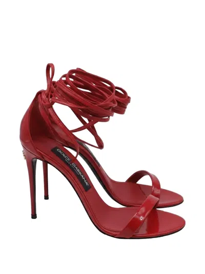 Pre-owned Dolce & Gabbana Wrap Around Leather Sandals In Red