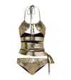 Dolce & Gabbana Metallic Cross-over Straps Swimsuit