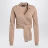 Dolce & Gabbana Cashmere Wrap Cardigan Tie Waist In Brown