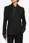 Dolce & Gabbana Wrap Design Wool-blend Blazer In Black