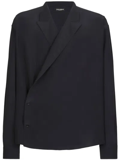 Dolce & Gabbana Wrap Silk Shirt In Black