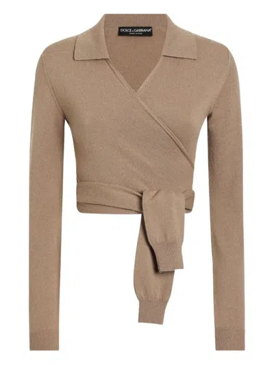 Dolce & Gabbana Wrap Sweater In Brown