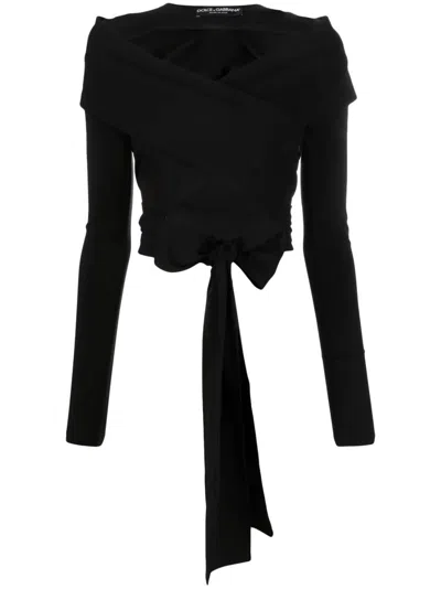 Dolce & Gabbana Wrap Top With Cut-out Design In Black