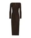 Dolce & Gabbana Draped Wool-blend Midi Dress In Black