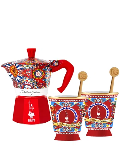 Dolce & Gabbana Set Moka 2tz Con Tazze In Red