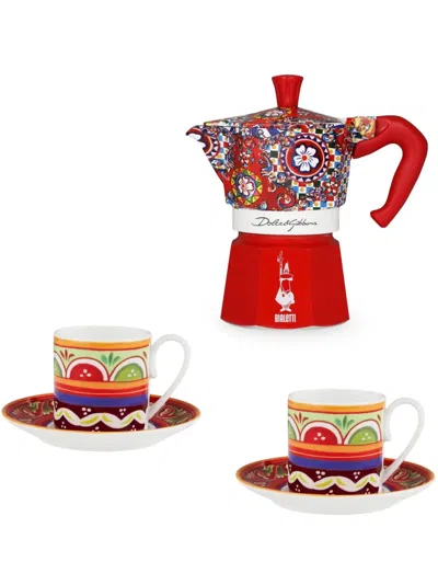 Dolce & Gabbana X Bialetti Moka Express Coffee Maker And Espresso Cups (set Of Two) In Red
