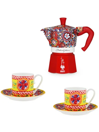 Dolce & Gabbana X Bialetti Moka Express Coffee Maker And Espresso Cups (set Of Two) In White