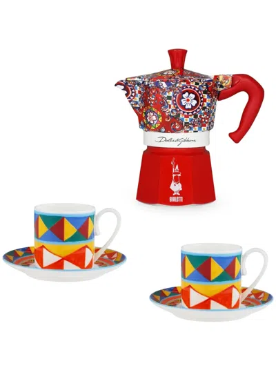 Dolce & Gabbana X Bialetti Moka Express Coffee Maker And Espresso Cups (set Of Two) In White
