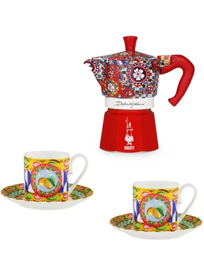 Dolce & Gabbana X Bialetti Moka Express Coffee Maker And Espresso Cups (set Of Two) In White