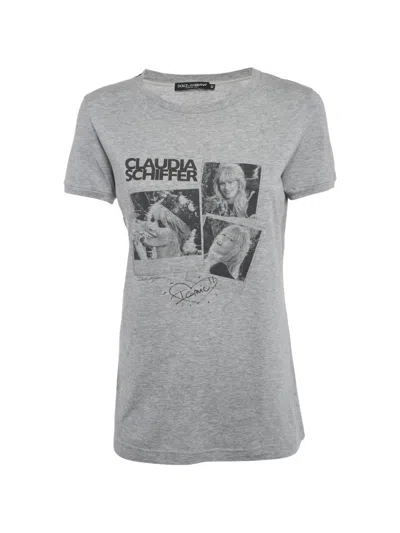 Pre-owned Dolce & Gabbana X Claudia Schiffer Graphic-print T-shirt In Gray