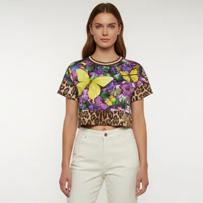Pre-owned Dolce & Gabbana X Khaled Khaled Multicolor Printed Jersey Crop Top S