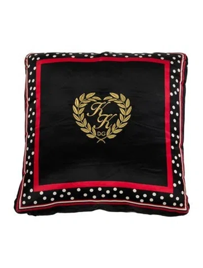 Pre-owned Dolce & Gabbana X Khaled Khaled Printed Silk Throw Pillow In Black