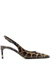 Dolce & Gabbana Animalier Brown Calf Leather With Heel In Black