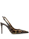 Dolce & Gabbana Luxurious Leopard Printed Slingback Pumps For Women In Brown