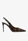 Dolce & Gabbana X Kim 95 Leopard Print Slingback Pumps In Patent Leather In Animal Print