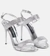 Dolce & Gabbana Embellished Satin Keira Mini Sandals With 10.5 Cm Heel Height In Grigio Ch/crystal