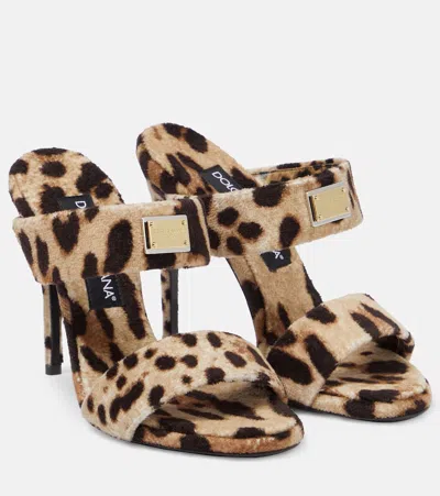 Dolce & Gabbana X Kim Printed Terry Mules In Leo New
