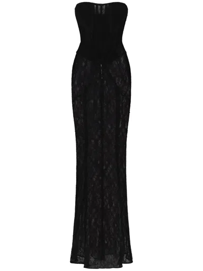 Dolce & Gabbana X Kim Semi-sheer Corset Gown In Black