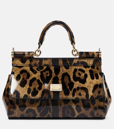 Dolce & Gabbana X Kim Sicily Small Leather Shoulder Bag In Leo