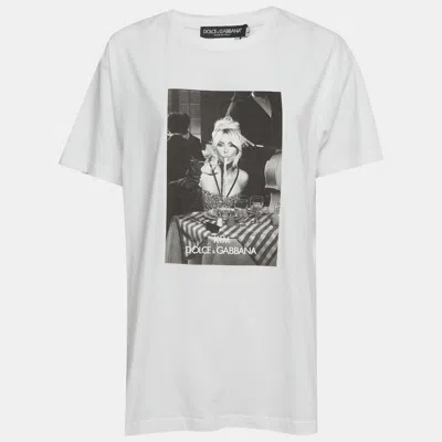 Pre-owned Dolce & Gabbana X Kim White Graphic Print Jersey Crewneck T-shirt L