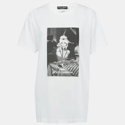 Pre-owned Dolce & Gabbana X Kim White Printed Jersey T-shirt L