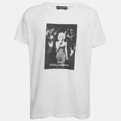 Pre-owned Dolce & Gabbana X Kim White Printed Jersey T-shirt Xl