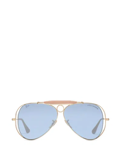 Dolce & Gabbana X Ray-ban Aviator-frame Sunglasses In Gold