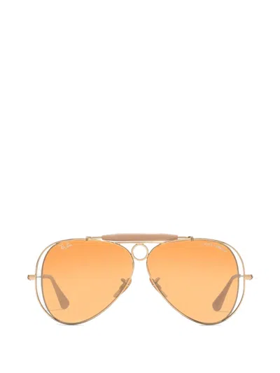 Dolce & Gabbana X Ray-ban Double-frame Pilot Sunglasses In Gold