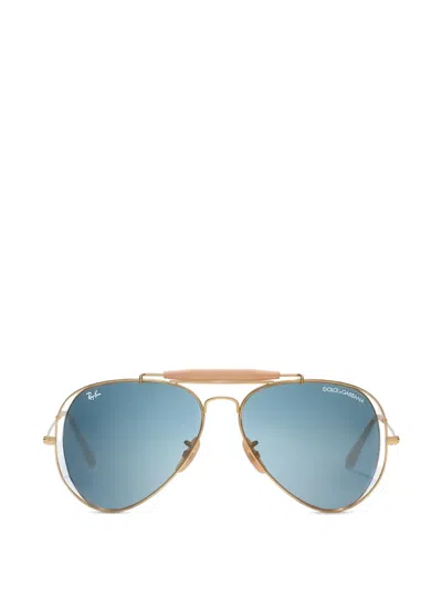 Dolce & Gabbana X Ray-ban Pilot-frame Sunglasses In Gold