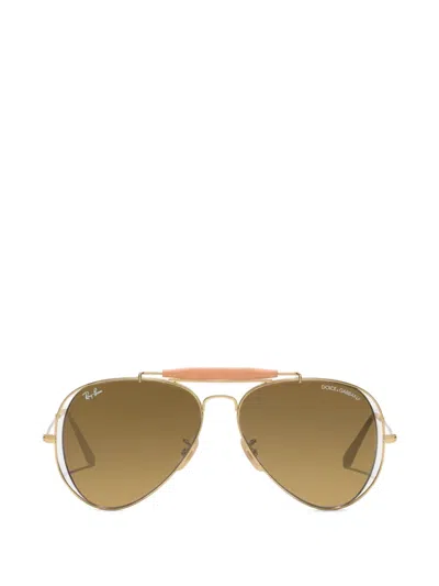 Dolce & Gabbana X Ray-ban Pilot-frame Sunglasses In Gold
