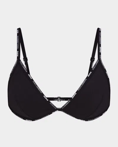 Dolce & Gabbana X Skims Cotton Jersey Triangle Bralette In Onyx