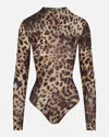 Dolce & Gabbana X Skims Milky Sheer Turtleneck Bodysuit In Leopard