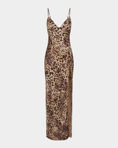 Dolce & Gabbana X Skims Silk Slip Dress In Leopard