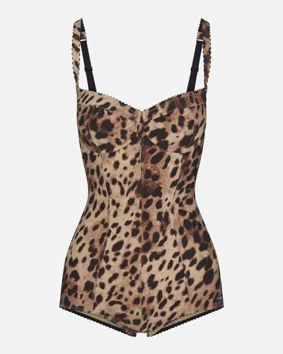 Dolce & Gabbana X Skims Skims Body Bodysuit In Leopard