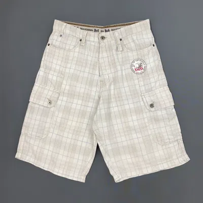 Pre-owned Dolce Gabbana X Vintage 2000's Vintage Archival D&g Checkered Cargo Shorts W32 In Sand Beige