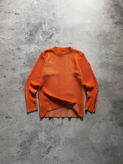 Pre-owned Dolce Gabbana X Vintage Crazy Vintage Dolce Gabbana Striped 3d Knit Sweater Y2k In Orange