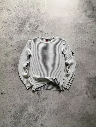 Pre-owned Dolce Gabbana X Vintage Crazy Vintage Dolce Gabbana Striped 3d Knit Sweater Y2k In White