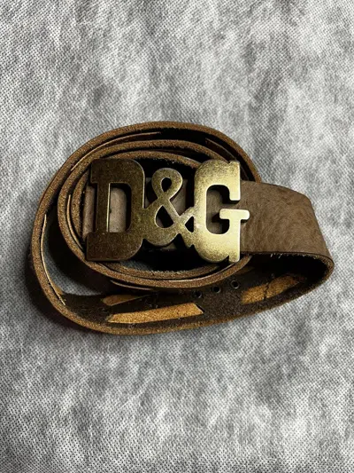 Pre-owned Dolce Gabbana X Vintage Dolce Gabbana Big Logo Leather Belt In Brown