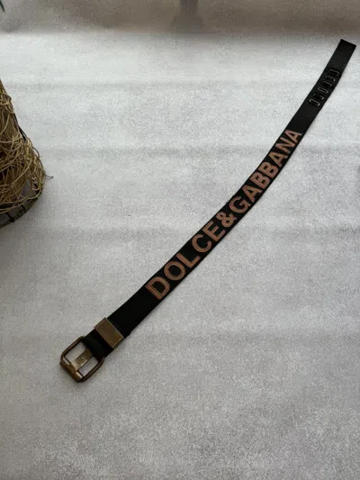 Pre-owned Dolce Gabbana X Vintage Dolce & Gabbana Big Logo Y2k Belt In Brown