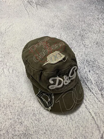 Pre-owned Dolce Gabbana X Vintage Dolce & Gabbana Y2k Japanese Distressed Hat Cap In Brown