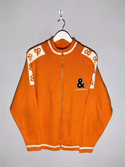 Pre-owned Dolce Gabbana X Vintage Y2k Dolce&gabbana Hype Streetwear Style Full Zip Sweater In Orange