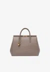 Dolce & Gabbana Xl Marlene Day Shoulder Bag In Grained Leather In Gray
